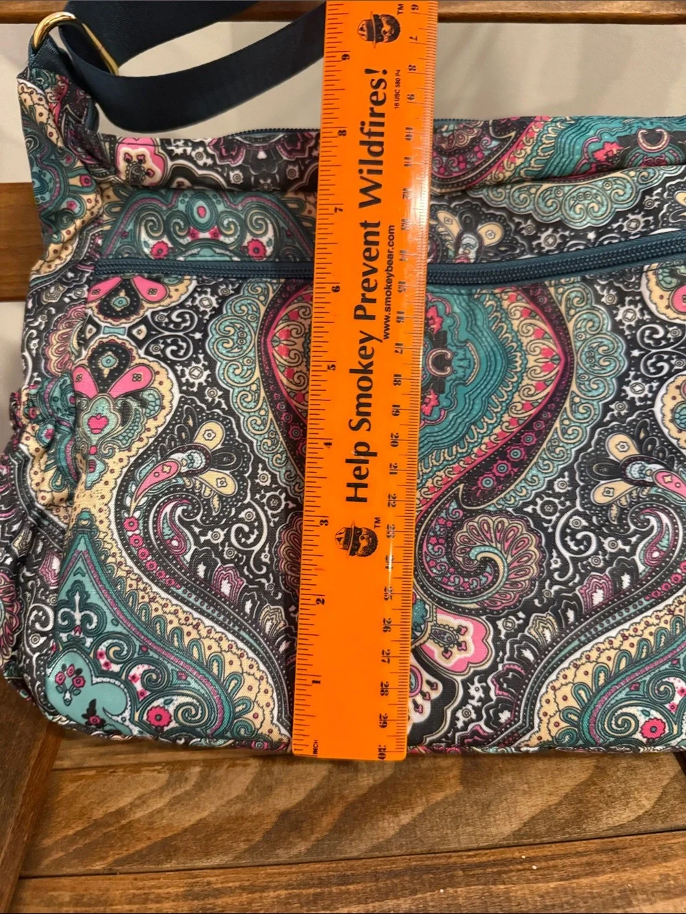 Yuesite Paisley Crossbody Bag Multicolor Teal Pink Navy Multiple Pockets